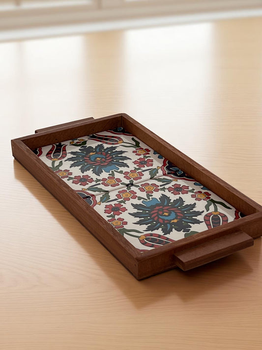 Kleines Tablett aus Keramik und Eichenholz Nr. 5