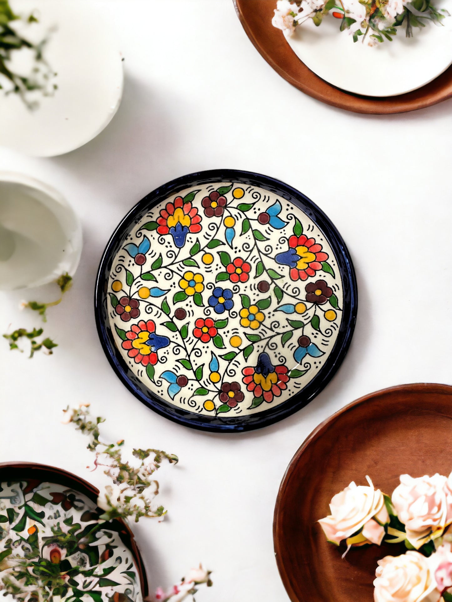 Keramik Schüssel mit Blumen Muster