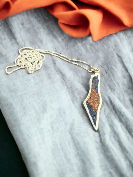 Palästina Karte Halskette Korallensteine