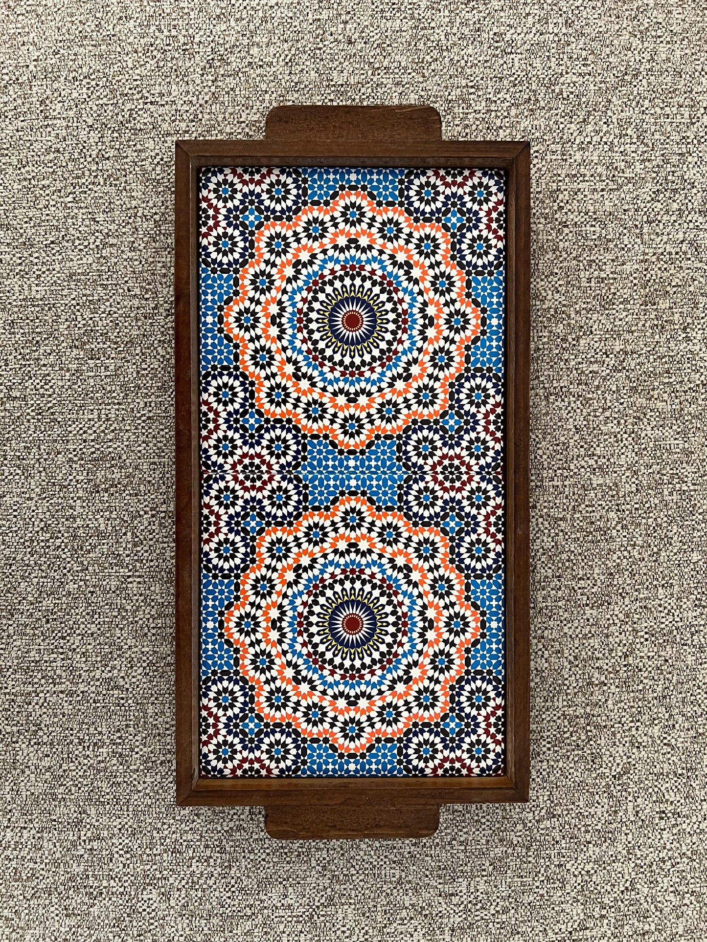 Kleines Tablett aus Keramik und Eichenholz Nr. 1