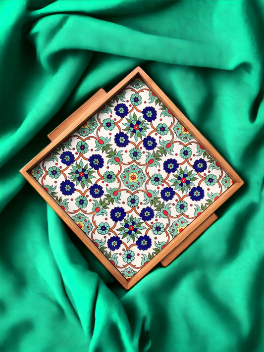 Tablett aus Keramik und Eichenholz Nr. 11