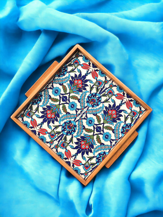 Tablett aus Keramik und Eichenholz Nr. 16