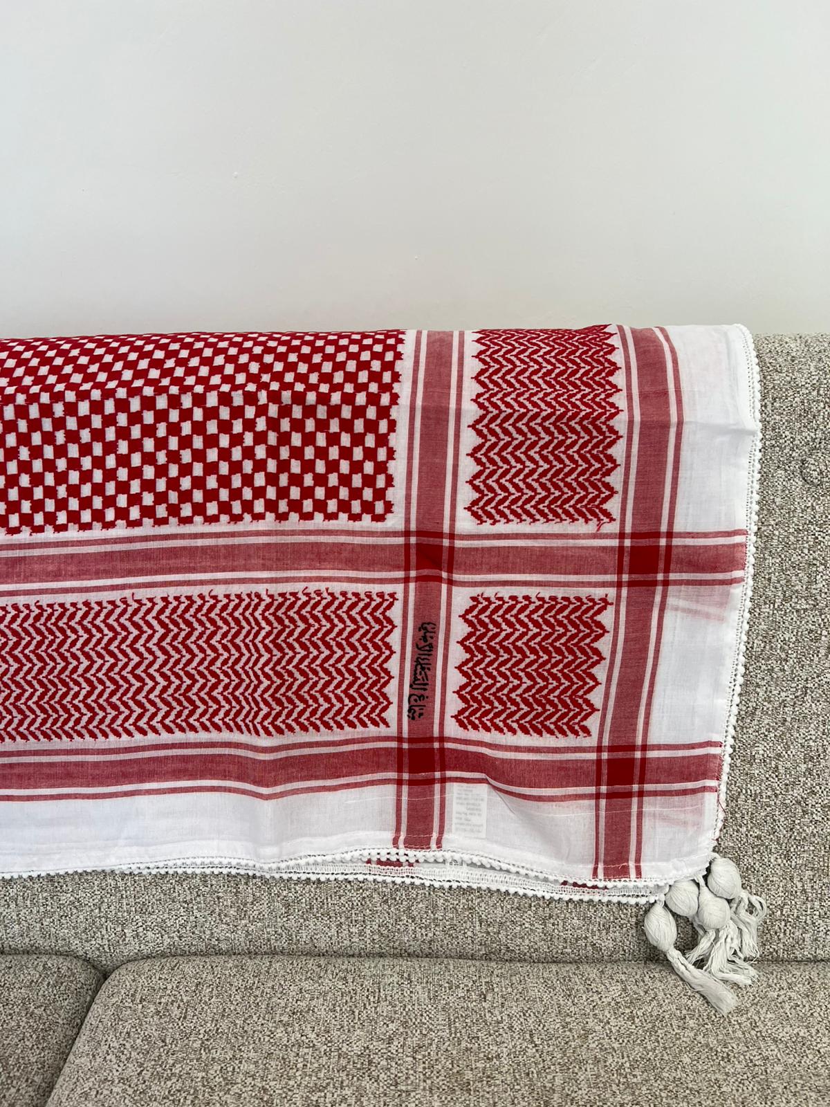 Rote palästinensische Kufiya - Traditioneller Schal