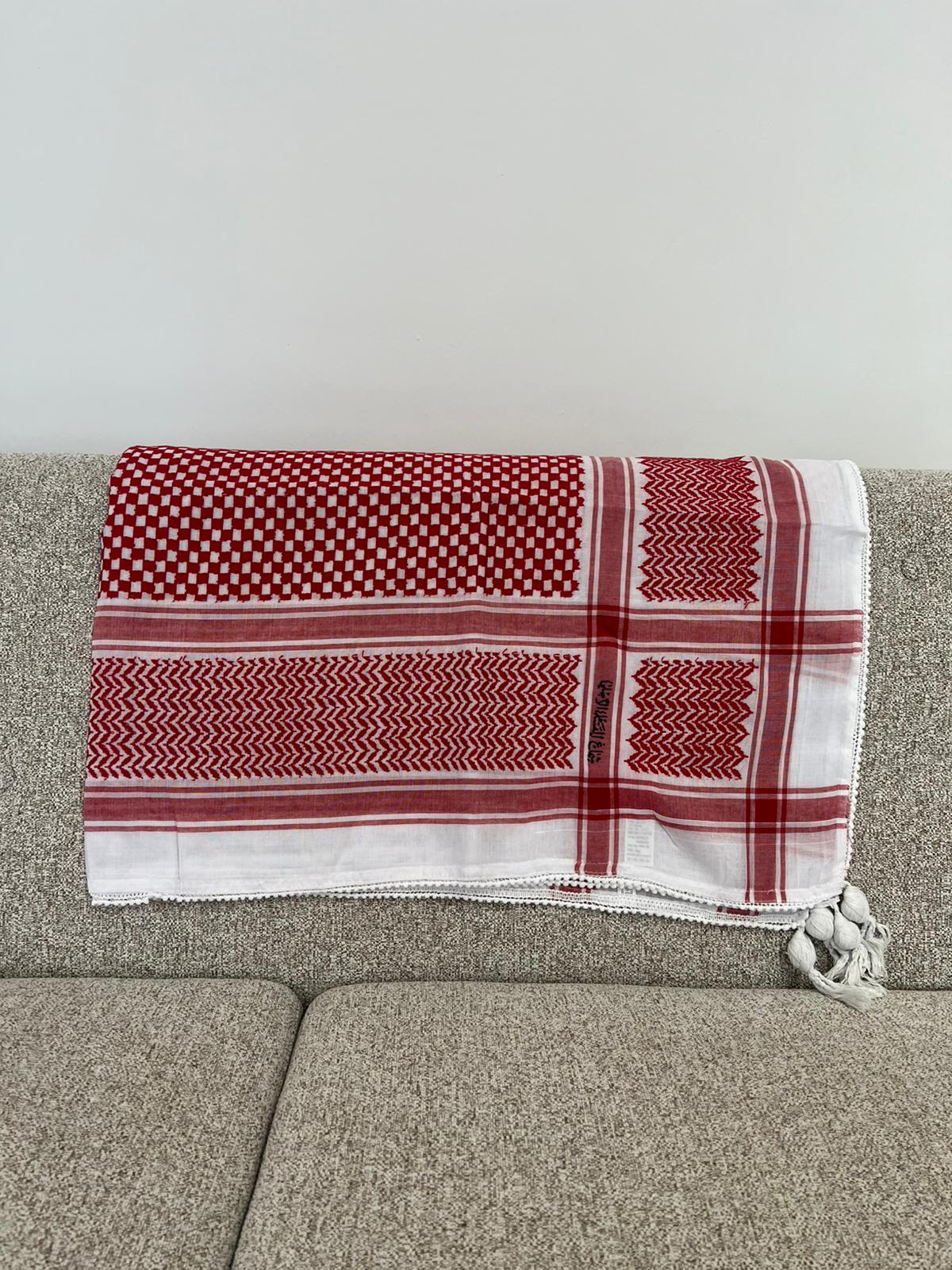 Rote palästinensische Kufiya - Traditioneller Schal