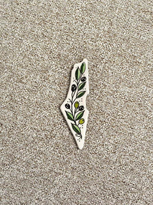 Keramikmagnet mit Palästina Karte Oliven