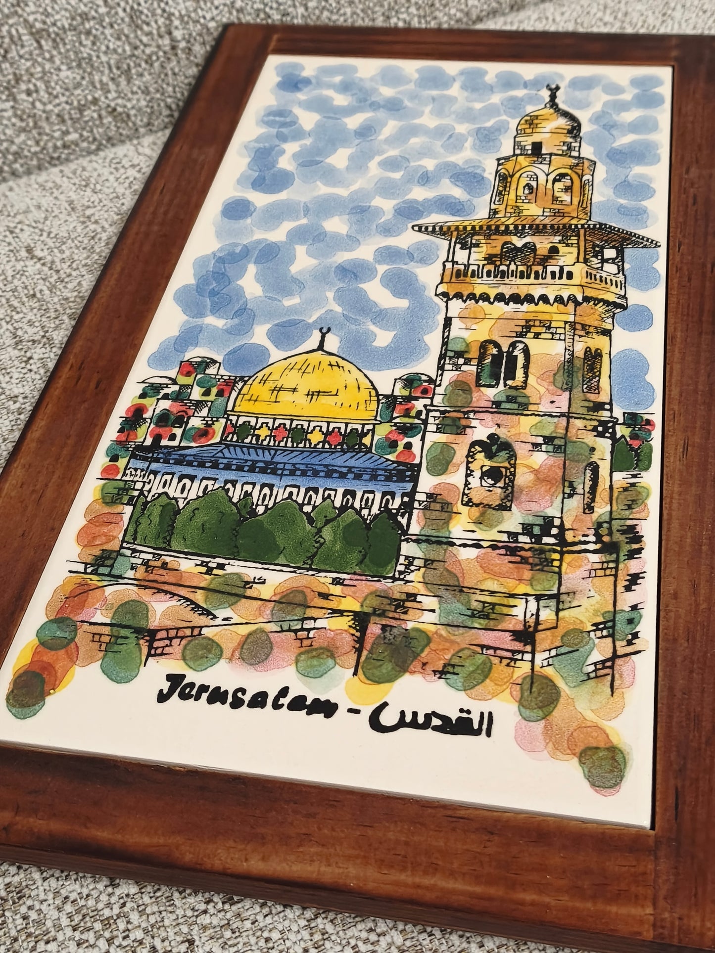 Handgemachter Wandbild "Jerusalem" Farbig