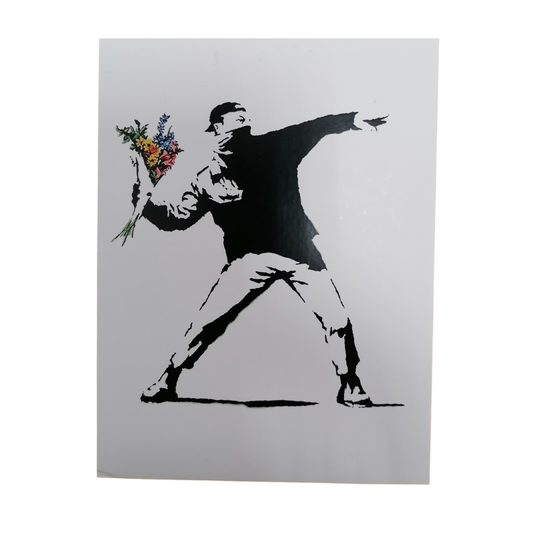 Banksy Blumen Postkarte